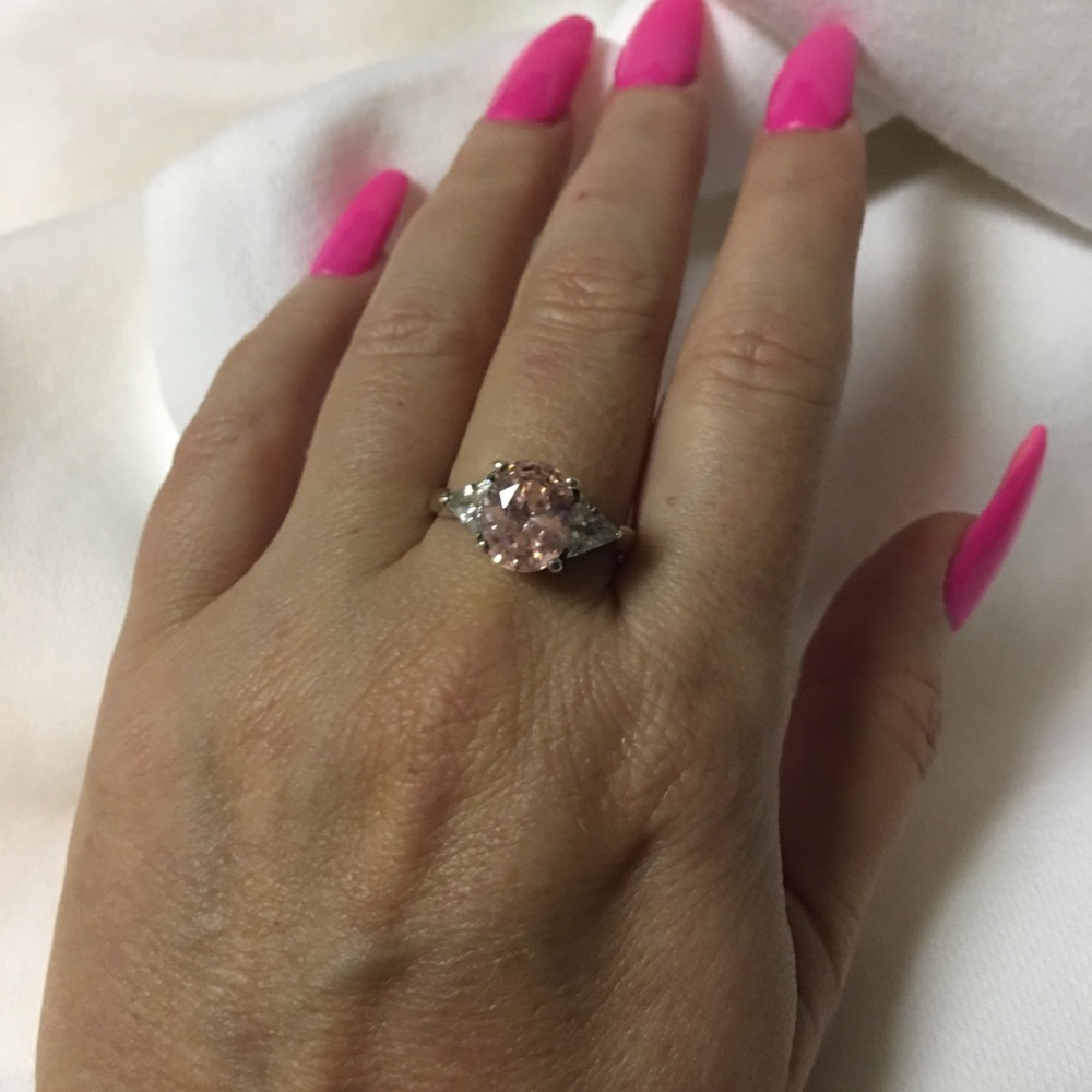 Sterling silver with pink stone, size 6.5-7